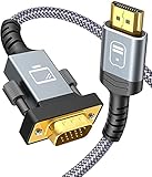  Snowkids Cable HDMI a VGA de 3 m, chapado en oro HDMI a VGA de nailon macho a macho para ordenador, escritorio, portátil, PC, monitor, proyector, HDTV y más chapado