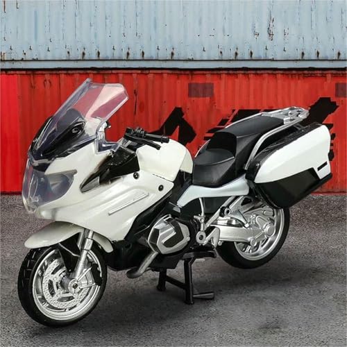 Motocicleta aleación fundida presión Escala 1:18 para Modelo Juguete con Volante dirección para BMW R1250 RT R 1250(Blanco)