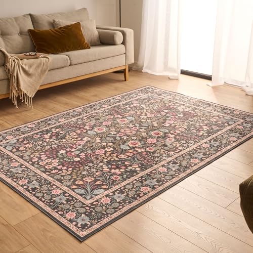 Nazar Tapis Ottoman Salon Doux Vintage, Confortable et Moelleux, Poils Court Extra Doux, Antidérapant, Lavable en Machine