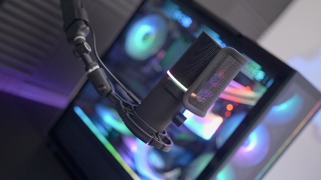 Microphone Mars Gaming MMIC-XT RGB avec bras de montage (Noir) pour professionnel
