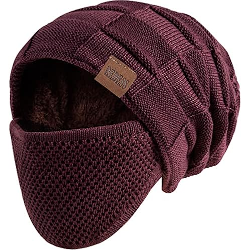 REDESS Beanie Hat for Men and Women Winter Warm Hats Knit Slouchy Thick Skull Cap with Face Cover
