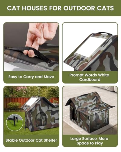WHDPETS Katzenhaus Outdoor, Katzenhöhlen Für Draußen Winterfest Wasserdicht, Faltbare Wasserdicht Wetterfester Katzenhöhle Haustierhaus… – Ansicht 7