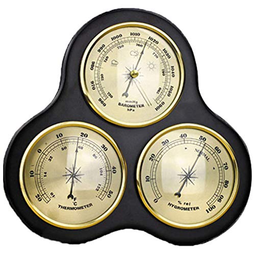 3 Stück/Set Dreieck Hygrometer Manometer Thermometer Barometer mit Holzrahmen Basis Ornamente/Holz Wetterstation Instrument