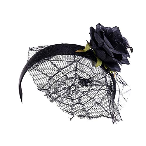 Halloween Spider Web Flower Headband for Woman Girl (Black)