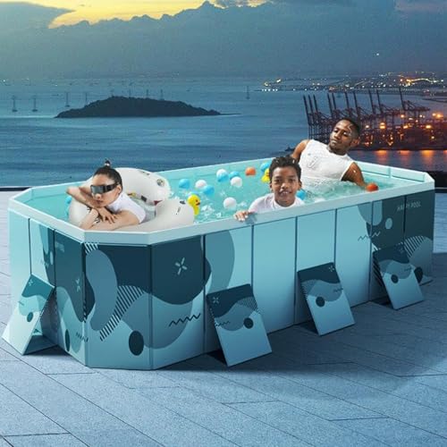 Image of YYW Inflatable-Free Family Pool, Oversized Family Pool for Adults Pet Dogs Foldable Swimming Pool for Indoor, Outdoor, Summer Water Party(113 inch x 66 inch x 20 inch)