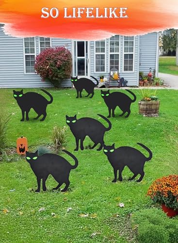Décoration Halloween chat noir résistante à la pluie pour pelouse - 5