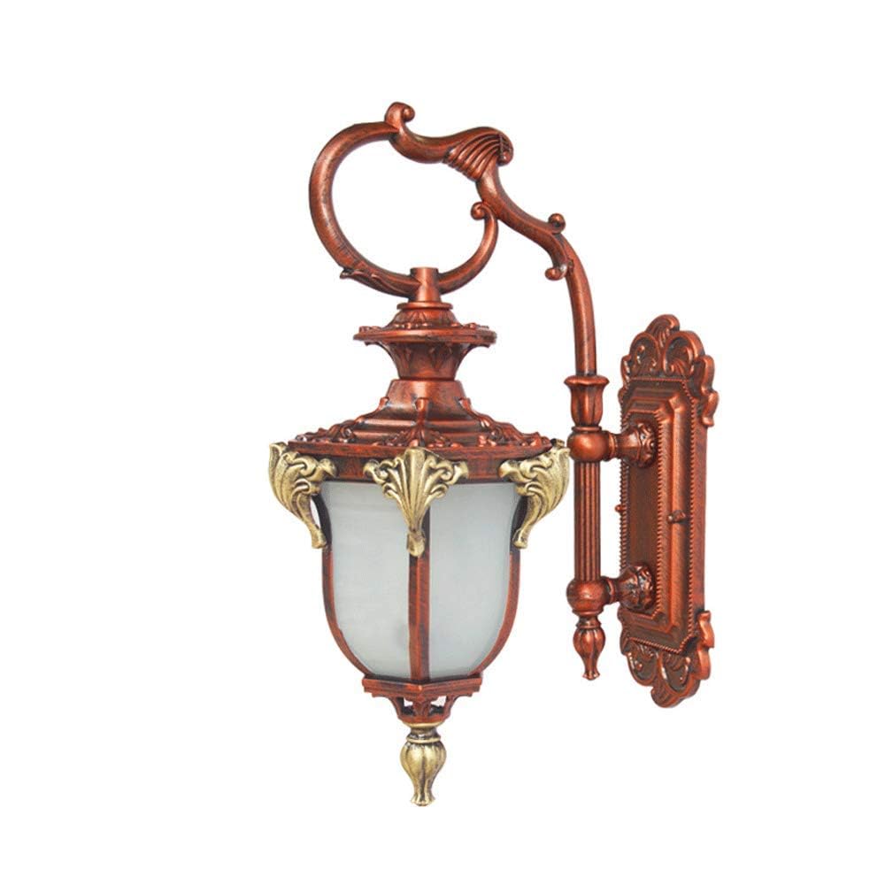 SXSCARKX Outdoor Waterproof Wall Lamp Bronze Roman Column Frosted Glass Sconces European Retro Luminaire for Courtyard Porch Terrace Aisle Wall-Mounted Light