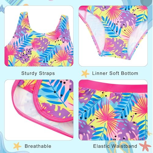 Image of TUONROAD Toddler Girls One Piece Swimsuit 2Pcs Bathing Suit Kids Swimwear with Short for 3-9