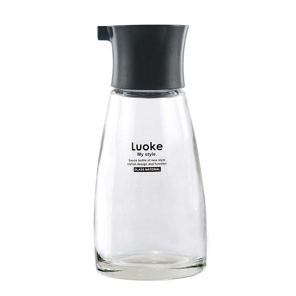 CabilockGlass Oil Dispenser Bottle,Cooking Container Bottle Oil Pot Soy Sauce Bottle Seasoning Bottle for Kitchen Restaurant(Black)