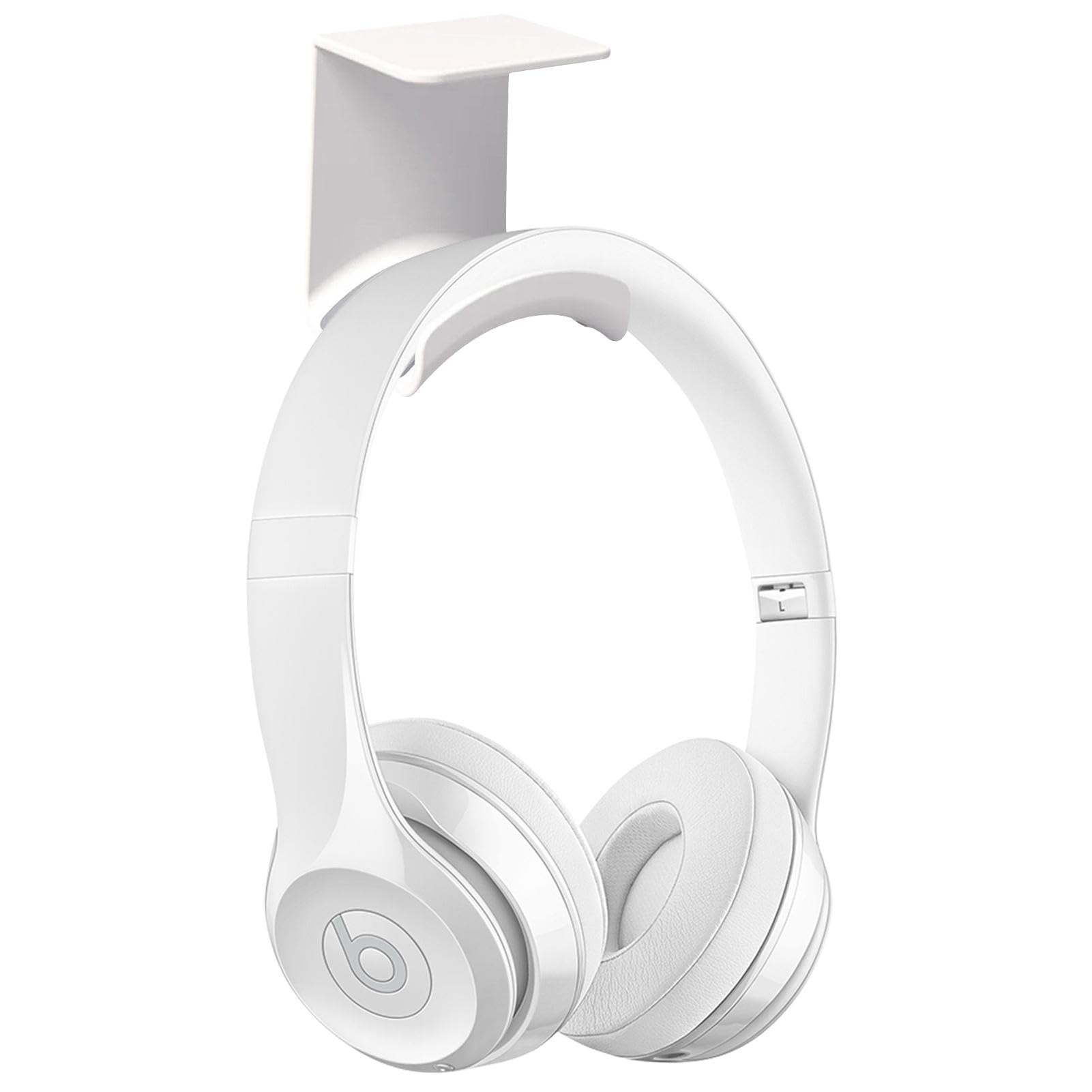 YCSHIPO Under Desk Headphone Holder with Wall Mount - Rotatable Headset Hanger and Desk Hook Clamp Organizer(White)