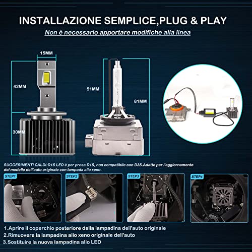 XELORD D1S LED Lampadine 8600LM 6500K Fari per