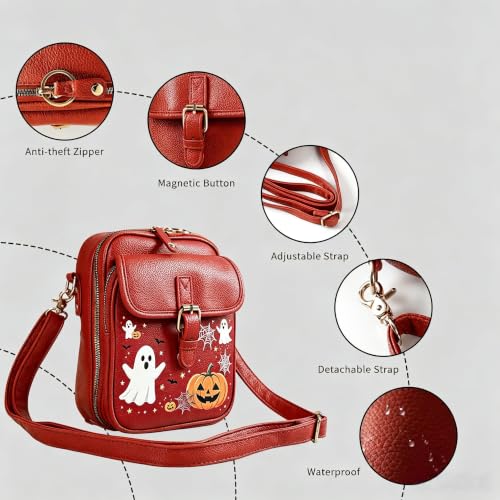 Image of Leather Crossbody Bag for Women,Anti-Theft Messenger Bag with Large Capacity,Built-in Purse Card Slots Shoulder Sling Bag