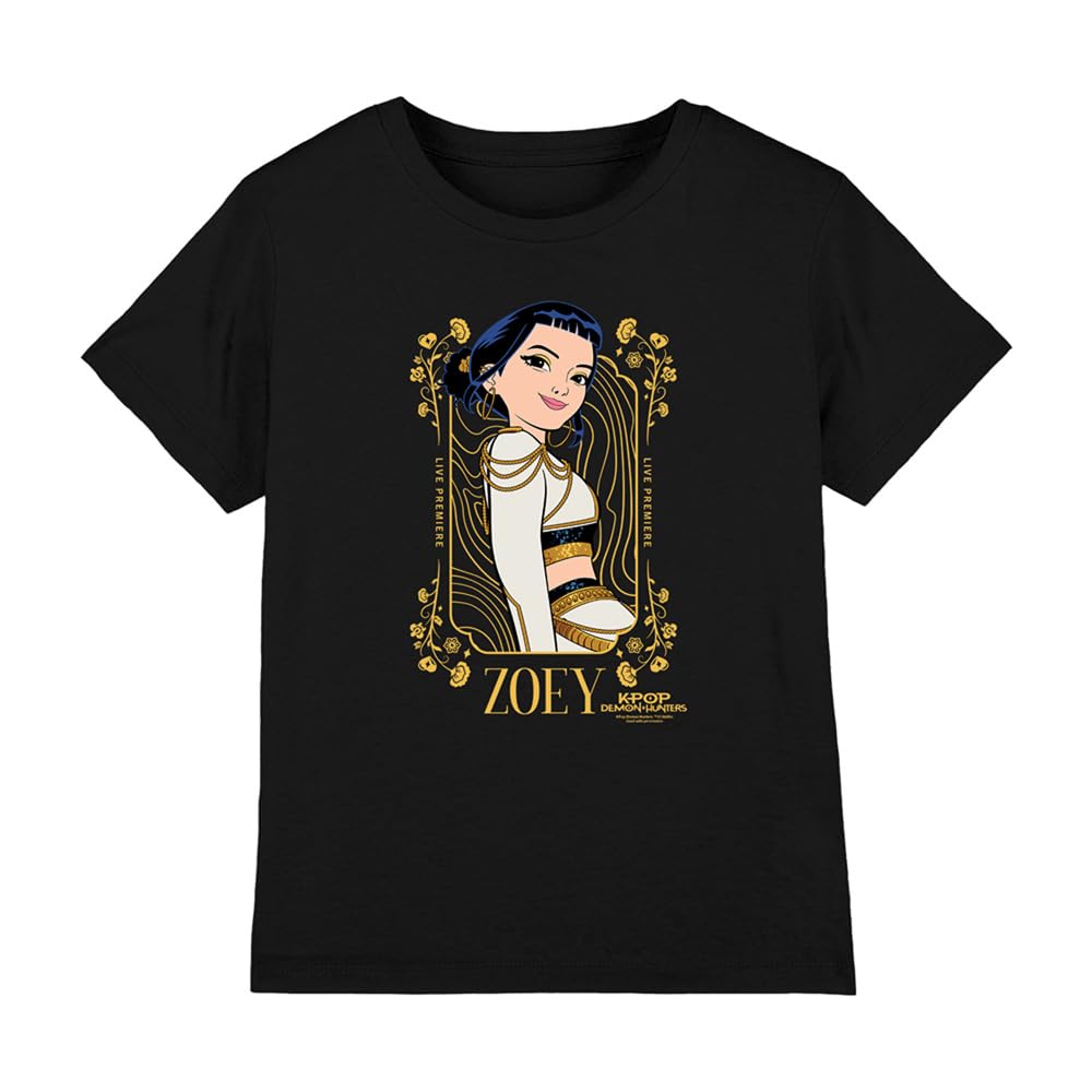 Kpop Demon Hunters Zoey Golden Frame Kids T Shirt, Black, 7-8Y