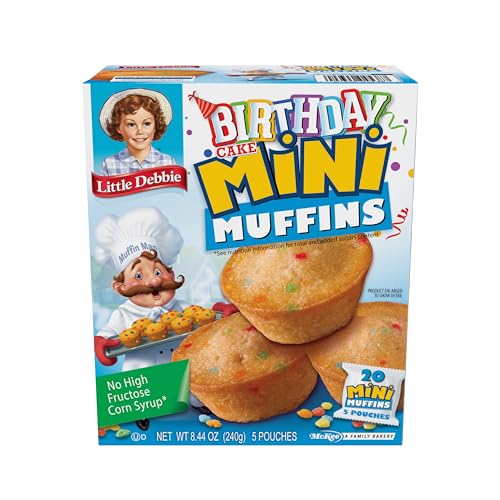 Little Debbie Birthday Cake Mini Muffins, 5 Pouches, 8.44 OZ Box