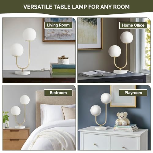 Lámpara de mesa 510 DESIGN moderna dual luz 20" oro/blanco miniatura 6