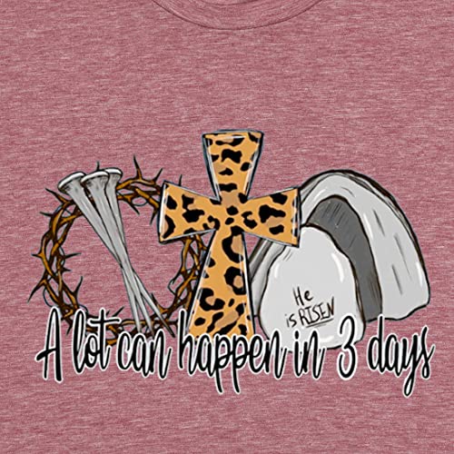 Image of A Lot Can Happen in 3 Days Shirt Women Christian Easter Tshirts Casual Short Sleeve Religious Quotes Tee Tops