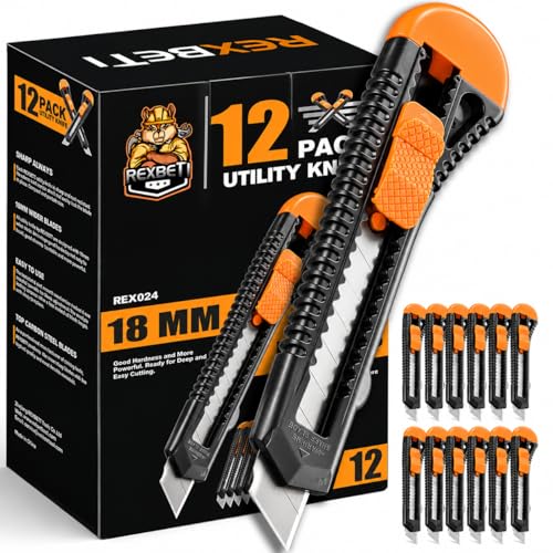 REXBETI 12-Pack Retractable Utility Knife