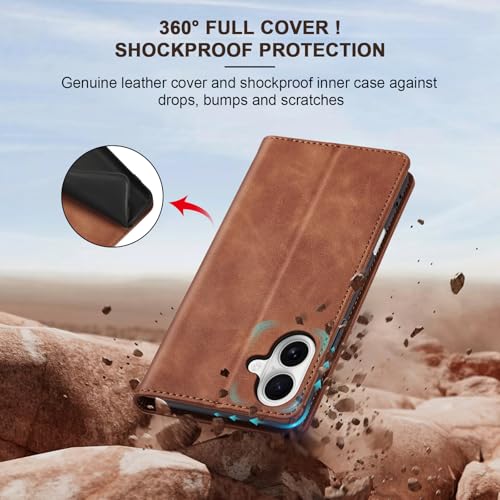 Image of Jasonyu Flip Wallet Case for iPhone 16,Brown