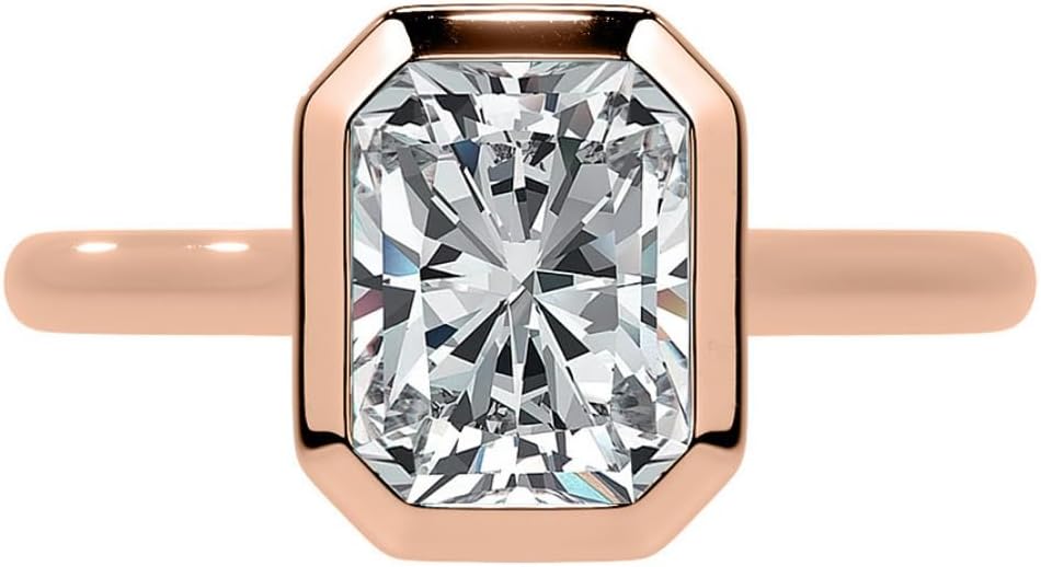 1-3 CT Moissanite Engagement Ring Bezel-Set Solitaire | Diamond Anniversary Ring for Women | 925 Sterling Silver, 10K/14K/18K Solid Rose/White/Yellow Gold & Size 4-12