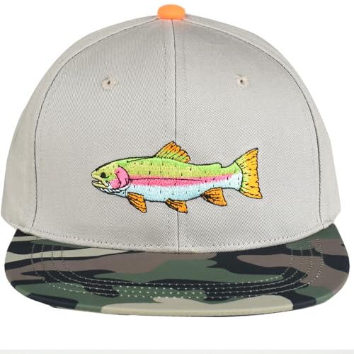 Image of EDTREK Performance Outdoorsman Snapback Truck Hat with Flat Brim - Unique Animal Embroidery
