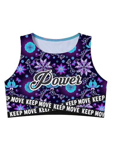 Kids Girls Stylish Print Sports Vest Sleeveless Sports Bra Letter Printed Hem Cropped Tank Top3