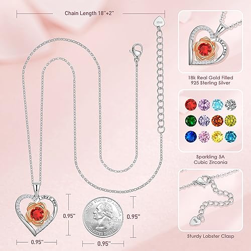 Birthday Gift For Women Wife Birthday Gift For Wife Anniversary Necklace Gift For Her Anniversary Jewelry Gifts For Wife Birthday Gifts For Her Girlfriend Birthday For Wife Birthstone Necklaces For Women Christmas Gifts Silver Necklace (Silver-01-Jan-Garnet) #TOP3