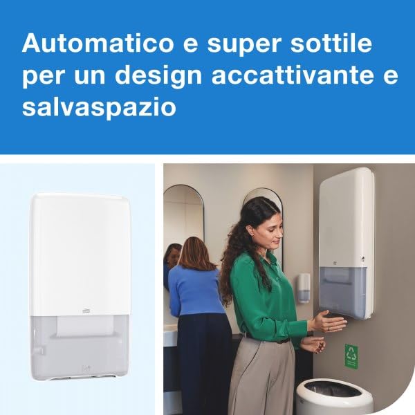 Tork Dispenser per asciugamani di carta a erogazione continua H5, 552504 | PeakServe, bianco, erogatore asciugamani alta capacità, linea Elevation