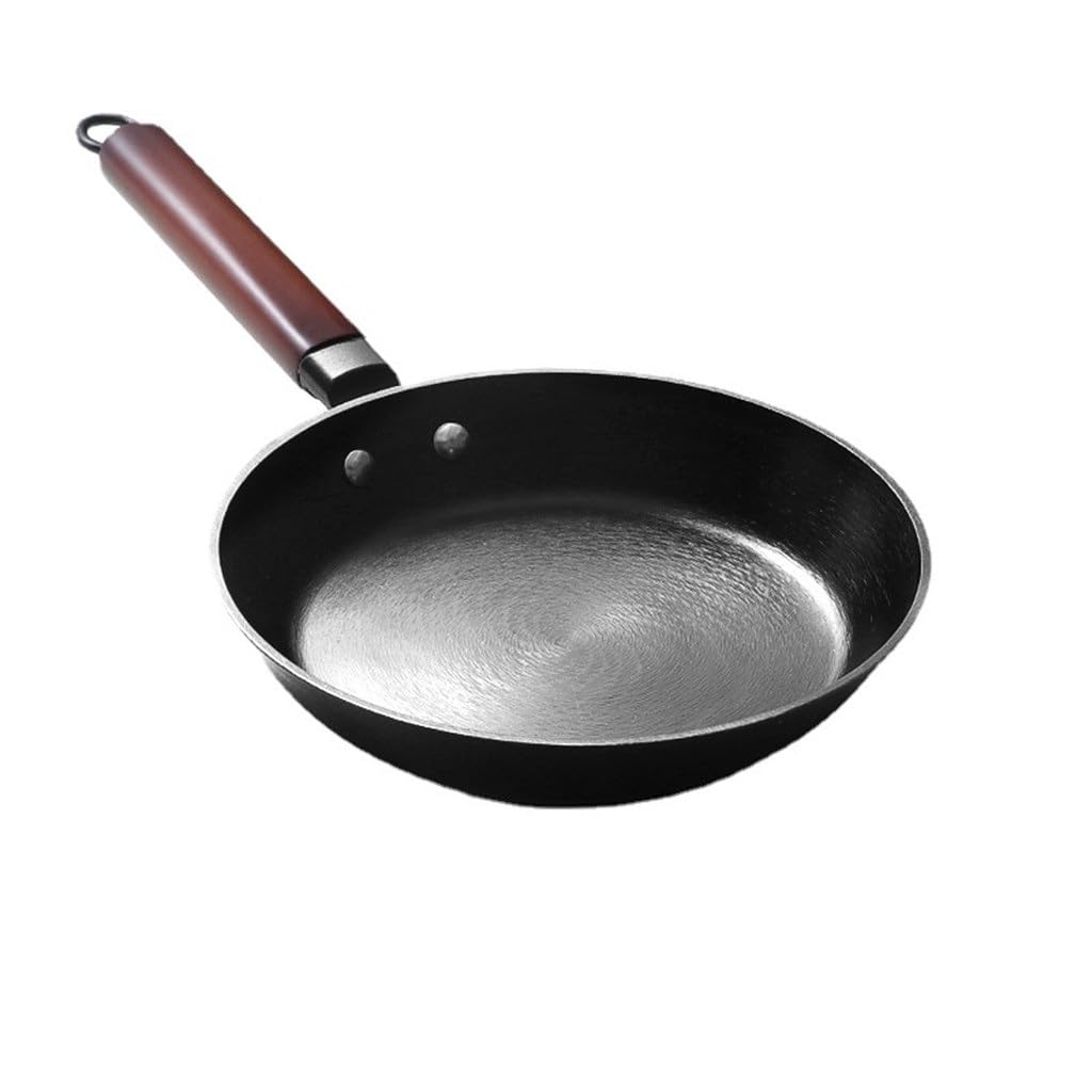 Friture antiadhésive en poêle en fonte avec manche en bois pour gaz