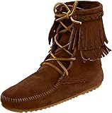 100% Leder Minnetonka Damen Double Fringe Tramper Boot Mokassin Stiefel, Braun (Brown 2), 38 EU