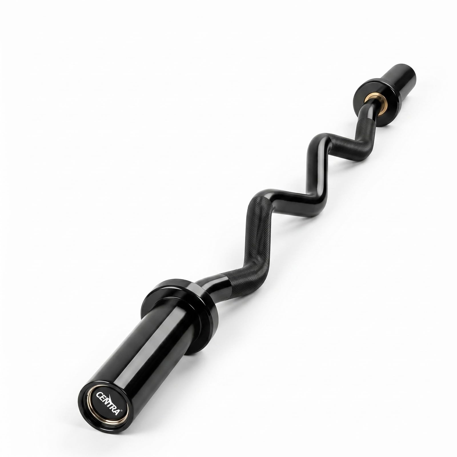 Centra 4ft Olympic EZ Curl Bar, 810lbs Capacity 2" Sleeve, W-Shape Ergonomic Barbell with Hybrid Bearing & Bushing, IWF Volcano Knurling, E-coat Rust Proof for Home Gym & Full-Body Training