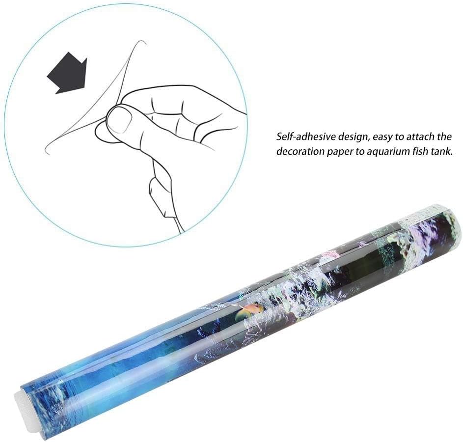 Zerodis PVC Adhesive Aquarium Fish Background Poster,Landscape Wallpaper Painting Sticker Underwater Decor(76 * 46cm)