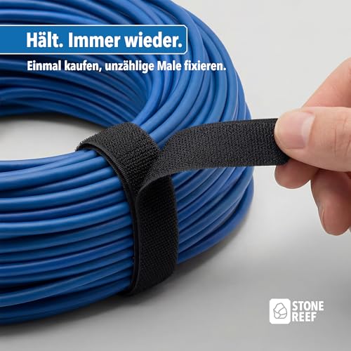 100 Stück Klett-Kabelbinder – 150 x 12 mm – Wiederverwendbare Kabelbinder für Kabelmanagement – Klettband für PC, TV, Haushalt, Büro & Garten – Kabel Organizer – Kabelbinder Klettverschluss