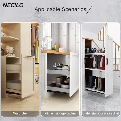 NECILO 1000 mm Schwerlastauszug Schubladenschienen mit Bodenhalterung, 3 Falten Vollauszug, Kugellager, Versteckte Gleitschienen für Treppen, Schwarz, 78 KG Tragkraft, 1 Paar