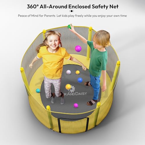 Image of StarAndDaisy 55 inch Trampoline for Kids at Home with Safety Net /Trampoline for Adults, Indoor & Outdoor / 120KG Loading Capacity with Stainless Steel Frame & Legs -55 inch, 4.5 Feet (Yellow)