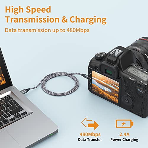 Mini Usb Cable [3.3Ft 2 Pack],Usb 2.0 Type A To Mini B Cable Braided Charging Cord Compatible With Mp3 Player, Digital Camera,Gopro Hero 3+, Ps3 Controller,Garmin Nuvi Gps Yeti Microphone Etc #TOP5