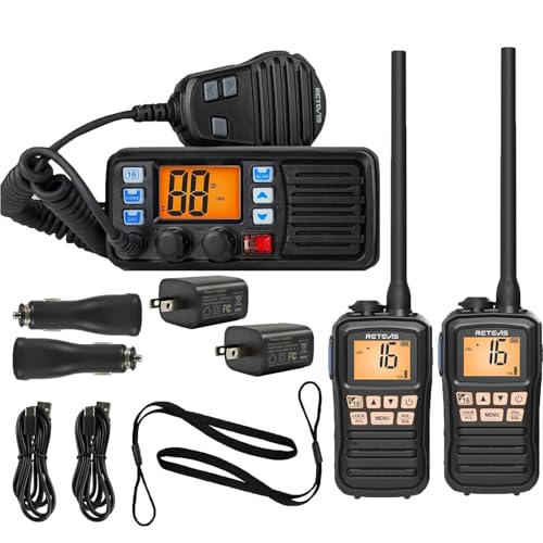 Image of Retevis RM20 GPS Marine Radio VHF(1 Pack) with RM01P IP67 Handheld(2 Pack)