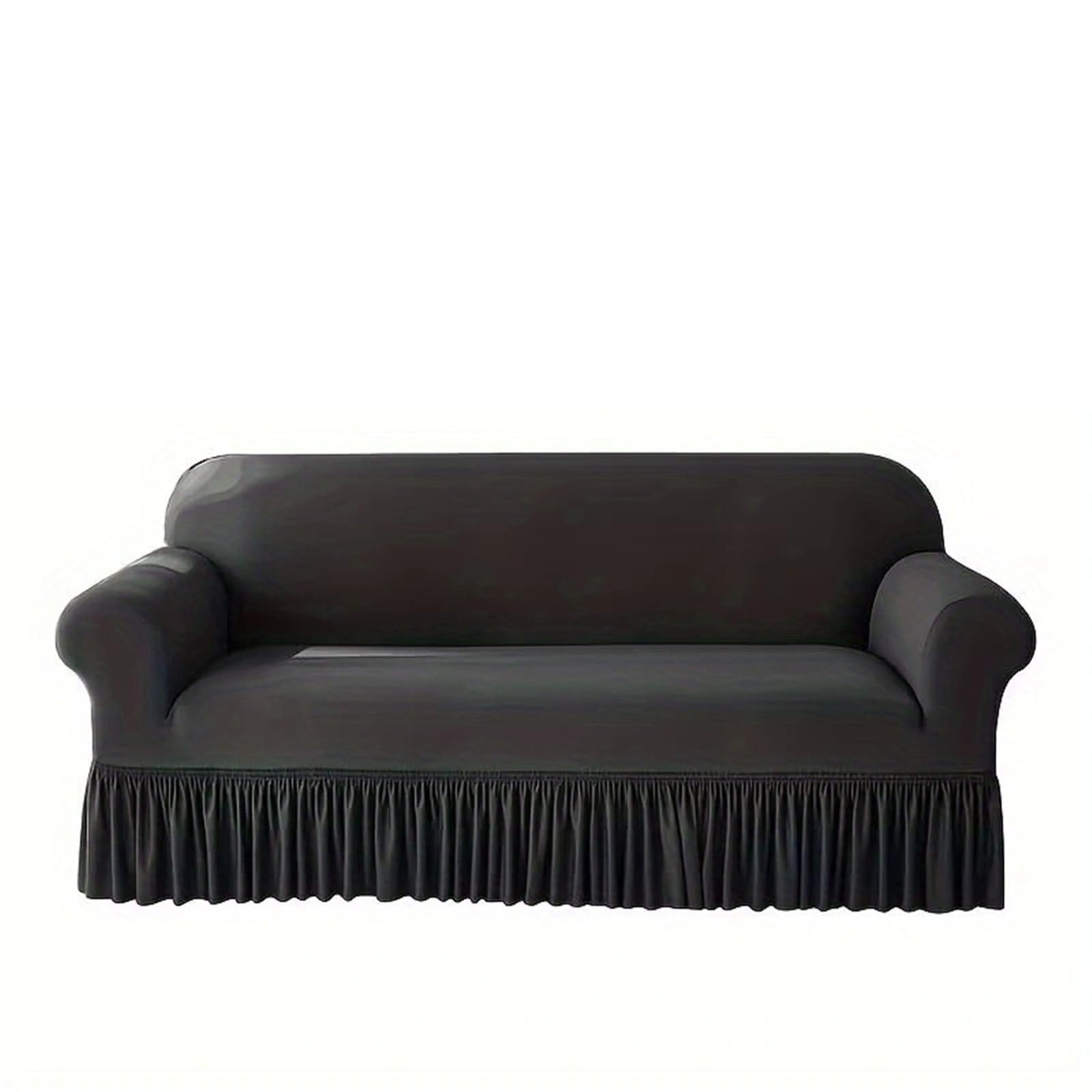 SUBLXPoten Sofa Cover with Skirt 1pc Stretch Sofa Cover for Living Room, Corner Covers with Skirt, Dustproof, Non-Slip for Home(Dark Grey,3Seater 190-230cm)