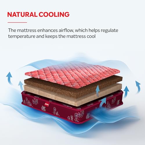 Image of Kurlon Rutile Mattress | Natural Coir Mattress | Breathable | Medium Firm Support | Natural Cooling | PU Quilted | Durable | Double Size | 78x48x7 | 5 Yrs Warranty