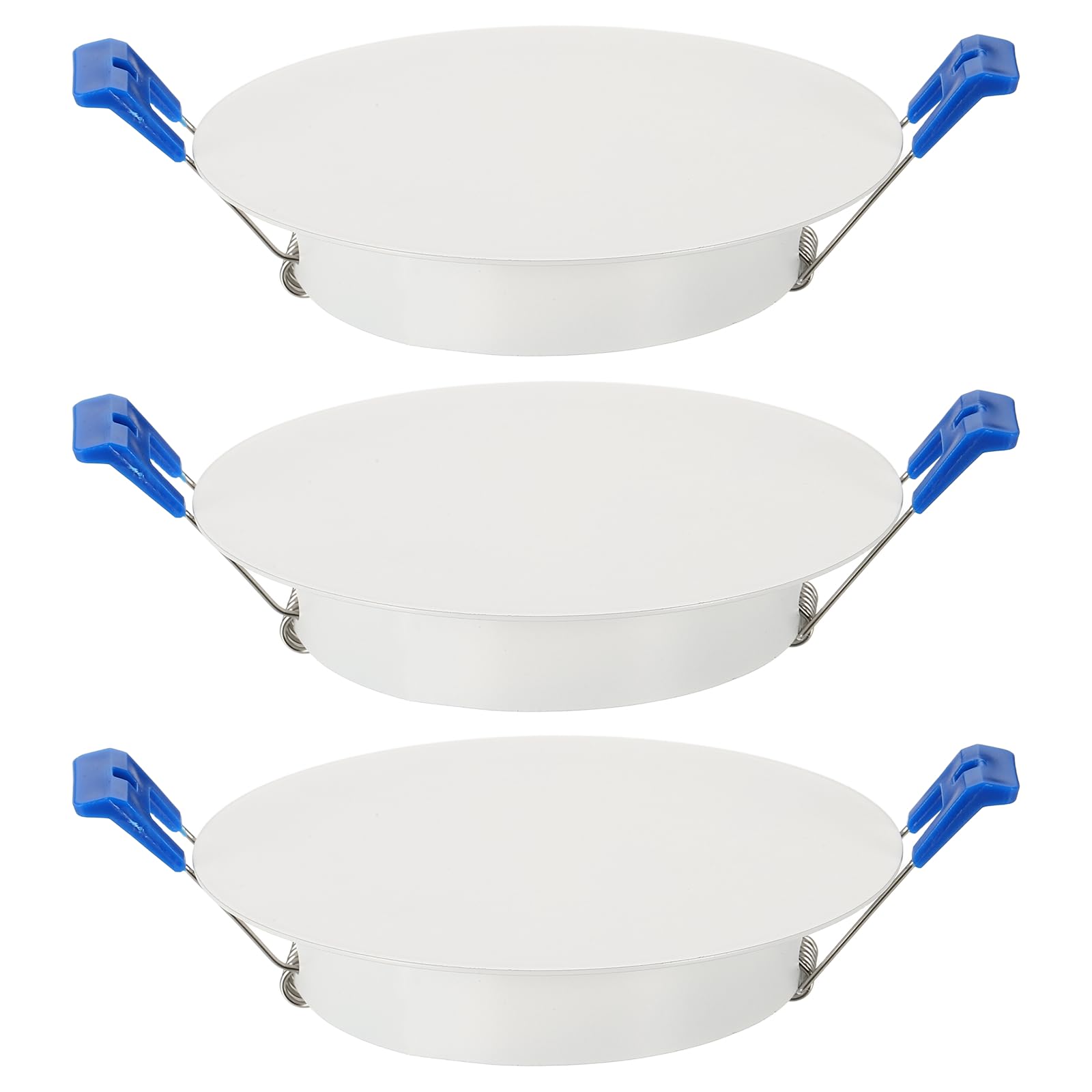 sourcing map 3Pcs 120mm/4.7" Round Ceiling Cover Plate, Downlight Hole Speaker Wall Hole Spring-Lock Decorative Steel Trim Cap Access Panel for 3.5-4.1" Ceiling or Drywall Openings, Matte White