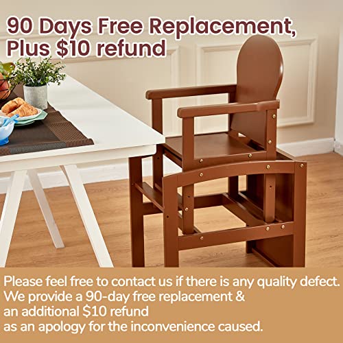 Funlio 3-In-1 Convertible Wooden High Chair, Premium Solid Wood Highchair For Toddlers 3-6 Years, High Chair & Rocking Chair & Kids Table Chair Set For Boys/Girls, Easy To Assemble & Clean - Brown #TOP1