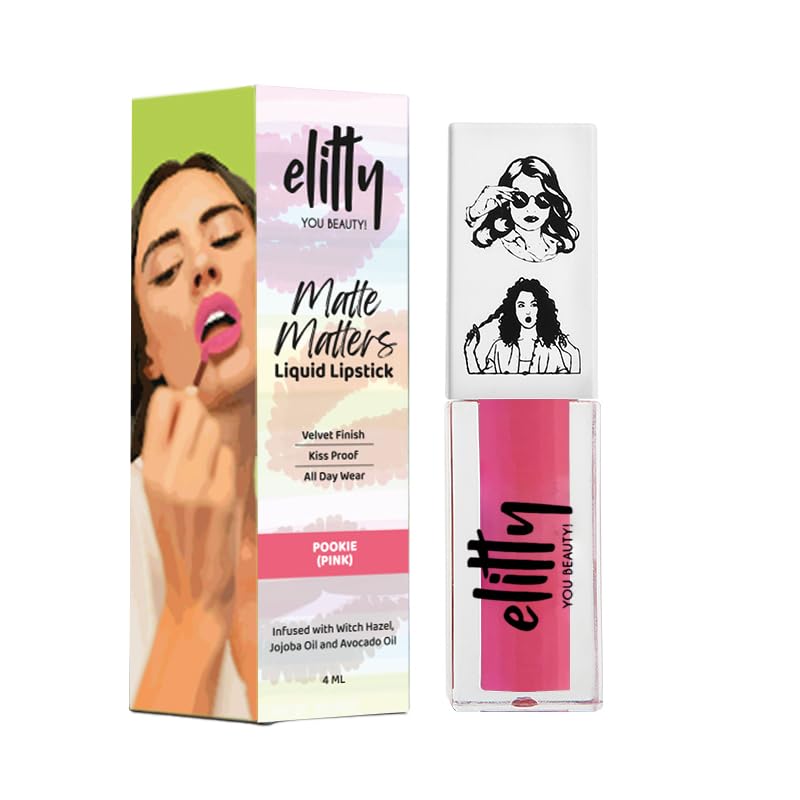 Image of Elitty Liquid Matte Lipstick | Transfer proof, Smudgeproof & Lightweight | Pookie (Pink)- 4 ML