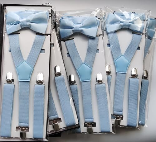 Image of Men's Boys' Bow Tie and Suspenders Set Y Shape Adjustable Elastic