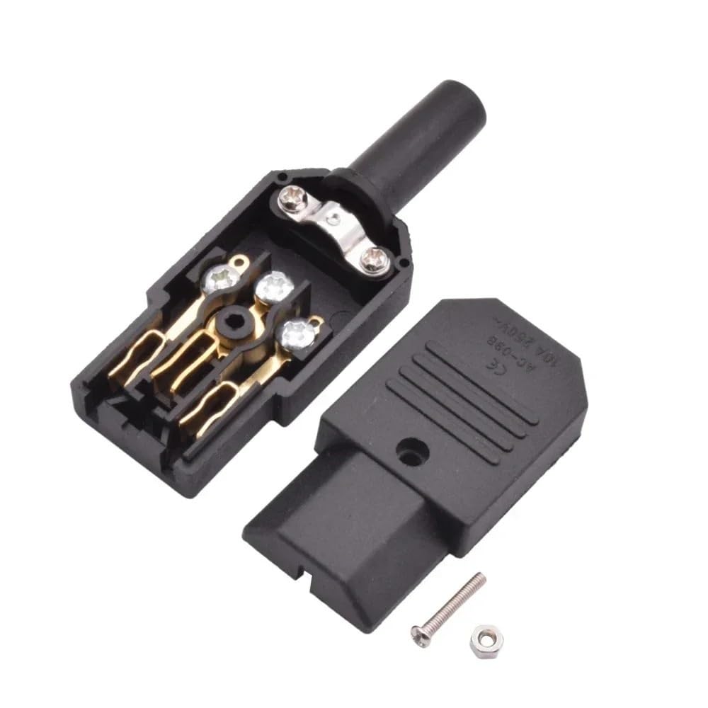 5pcs 10pcs IEC 320 Cavo Cavo C13 C14 Presa AC 10A 250V Nero Rewireable Elettrico 3 Pin Femmina Maschio Connettore di Alimentazione (10pcs C14 Maschio)