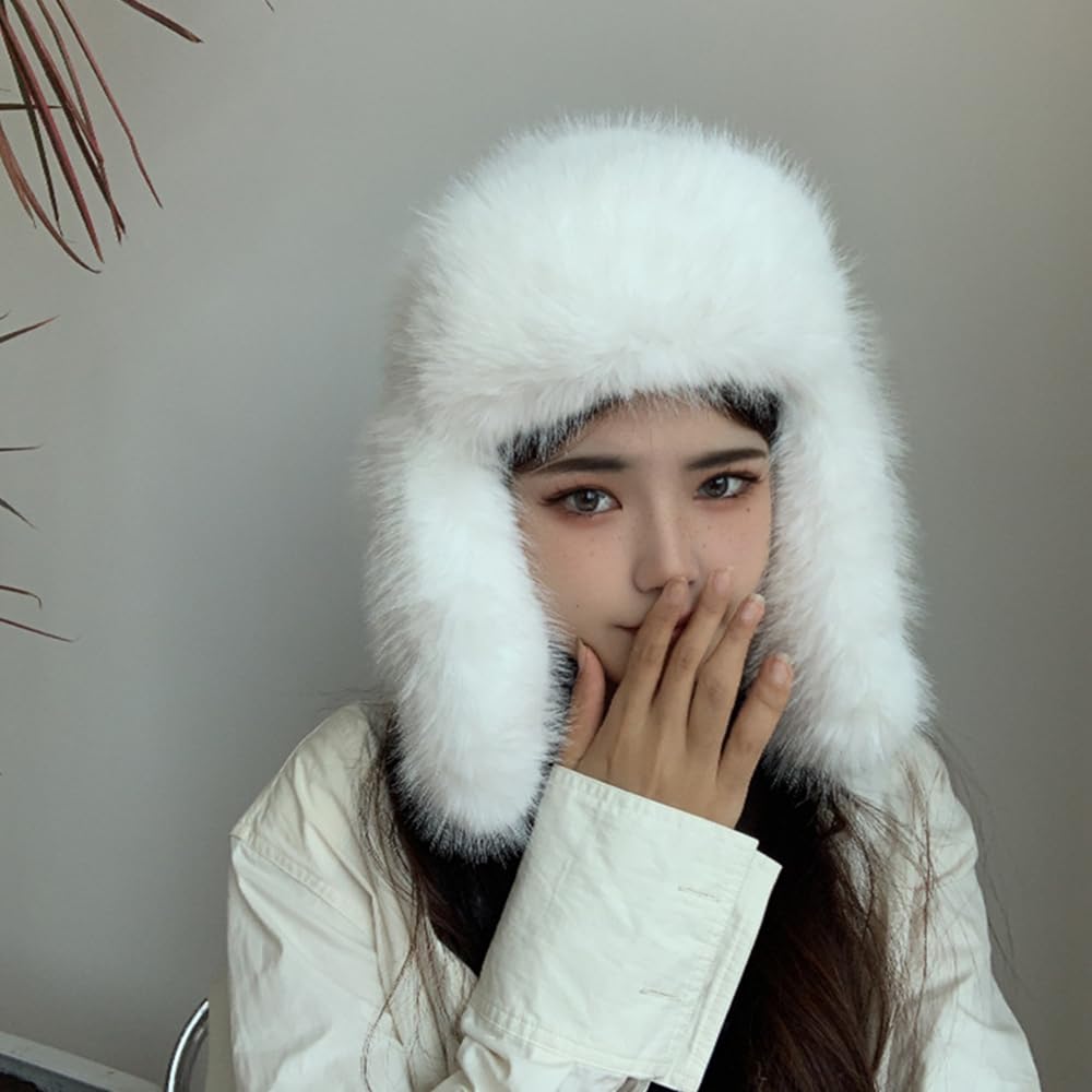 Chapeau de trappeur luxueux en fausse fourrure de vison pour femmes, chapeau d'hiver simple de couleur pure, chapeau chaud Ushanka en fourrure