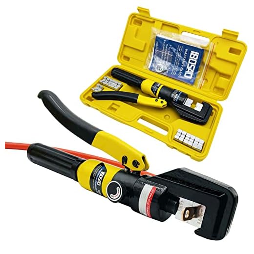 IBOSAD Hydraulic Cable Lug Crimper Tool 12 AWG to 00 (2/0) Electrical Terminal Wire Crimping Plier Kit,Marked with AWG