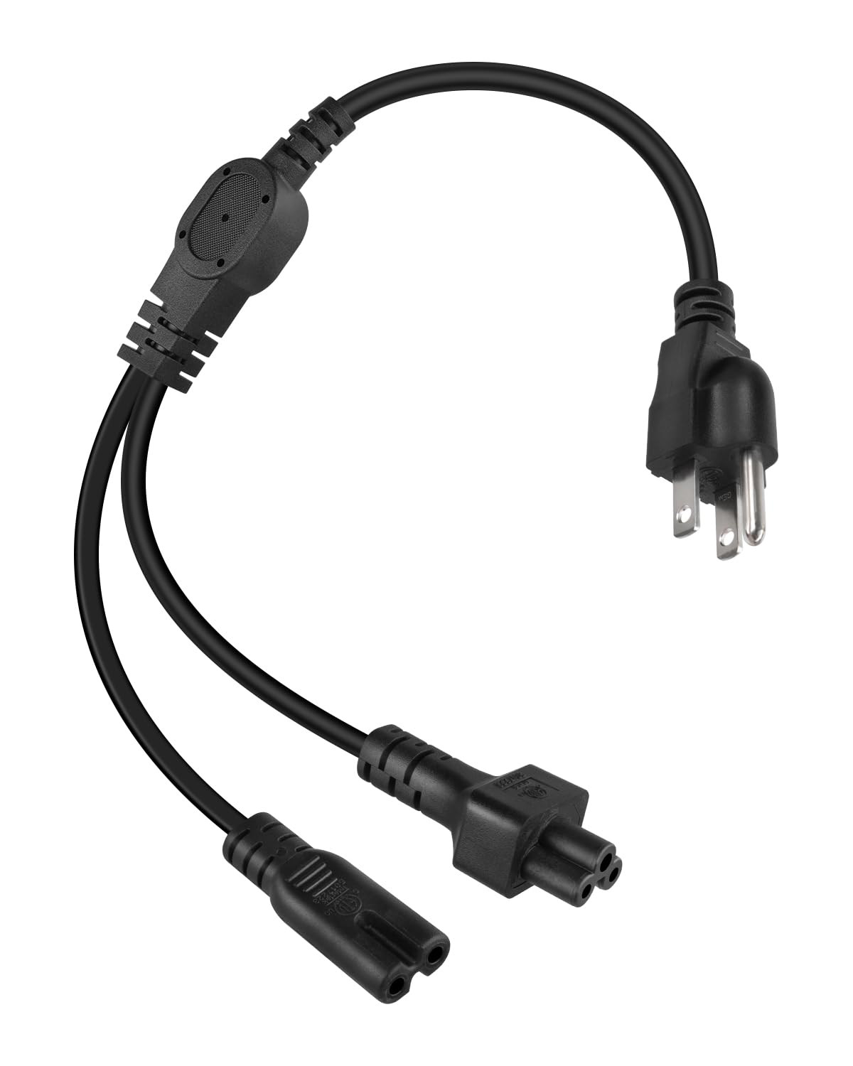 RIIEYOCA NEMA 5-15P to IEC 320 C5 (Mickey Mouse)+C7 Y Splitter Power Cord for Laptops, Computers,Power Supplies AC Adapter 50CM