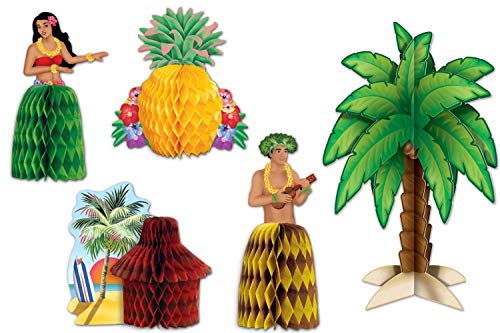 11" Large 3-D Palm Tree Centerpiece with 4Ct Luau Mini Centerpieces | Hawaiian