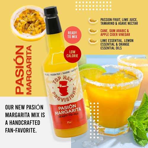 Top Hat Pasión Margarita Drink Mix - Made with Passion Fruit, Organic Agave Nectar & Organic Lime Juice - Low Calorie - 32oz Bottle - Thumbnail 6