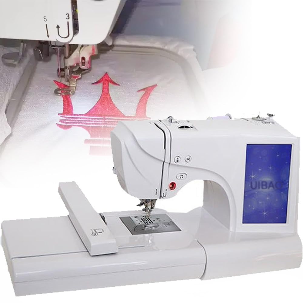 Maquina de Coser portatil máquina de Bordar eléctrica bordadora Digital computarizada 96 diseños Integrados, 8 Patrones Digitales y 10 Bordes,con Pantalla LCD De 7 '' Y Puerto USB