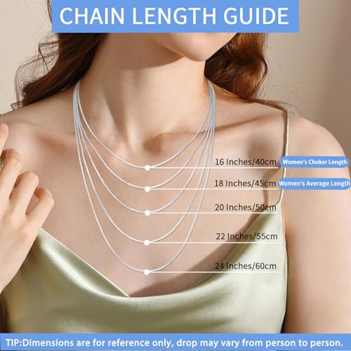 Jewlpire 925 Sterling Silver Chain For Women Girls 0.8Mm Box Chain Lobster Claw Clasp - Italian Necklace Chain thumb #2